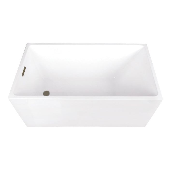Kingston Brass VTSQ512823C413 51" Acrylic Rectangular Double Ended Freestanding Tub with Drain, Glossy White/Antique Brass
