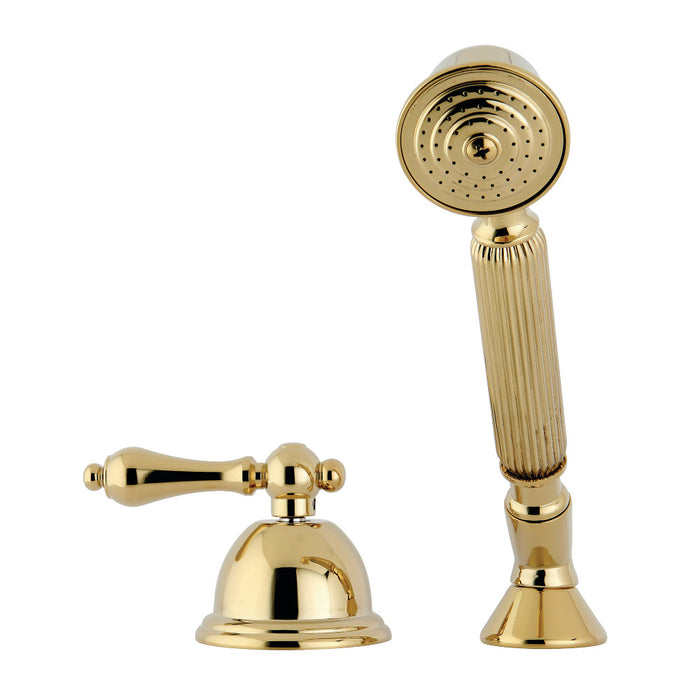 Kingston Brass KSK3352ALTR Deck Mount Hand Shower with Diverter for Roman Tub Faucet, Polished Brass