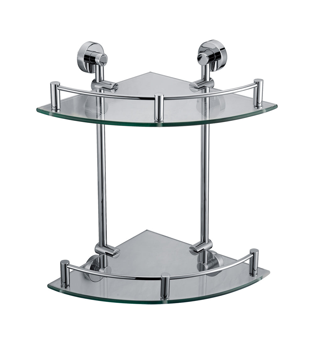 ALFI AB9548 Polished Chrome Corner Mounted Double Glass Shower Shelf Bathroom Accessory