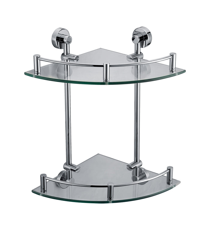 ALFI AB9548 Polished Chrome Corner Mounted Double Glass Shower Shelf Bathroom Accessory
