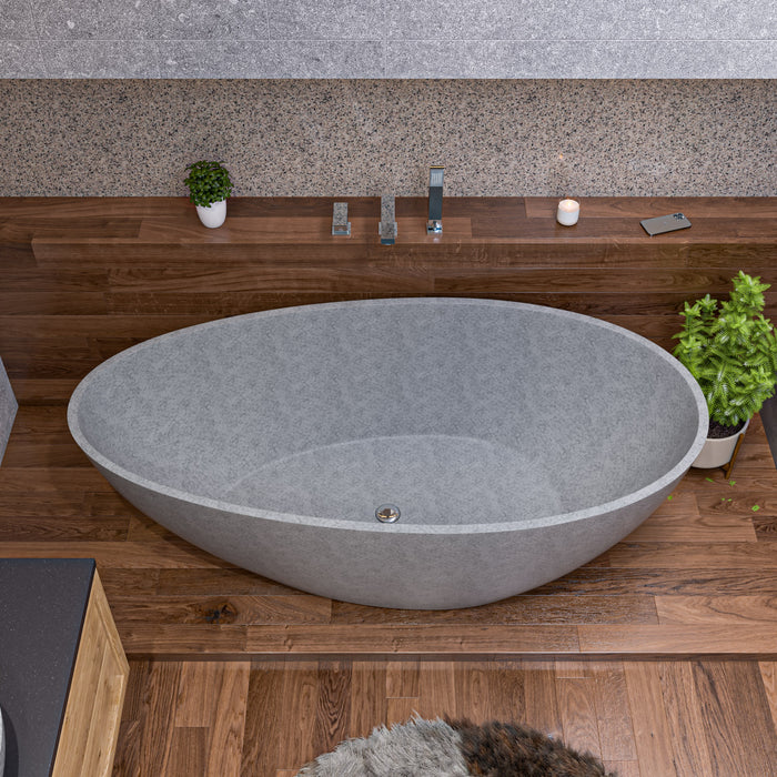 ALFI ABCO72TUB 72" Solid Concrete Tear Drop Freestanding Bathtub