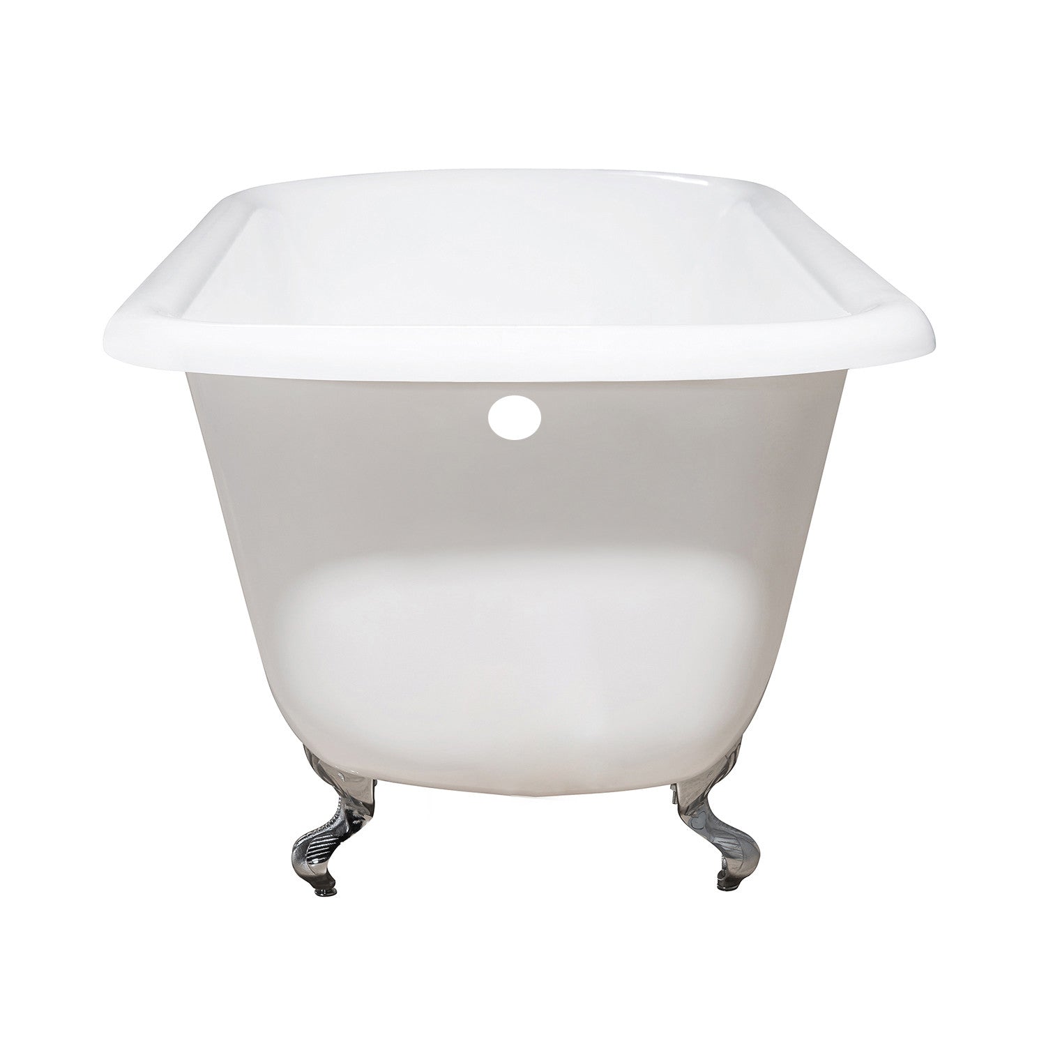 Aqua Eden VCTND543019W1 54" Cast Iron Classic Flat-Rim Roll Top Clawfoot Tub (No Faucet Drillings), White/Polished Chrome