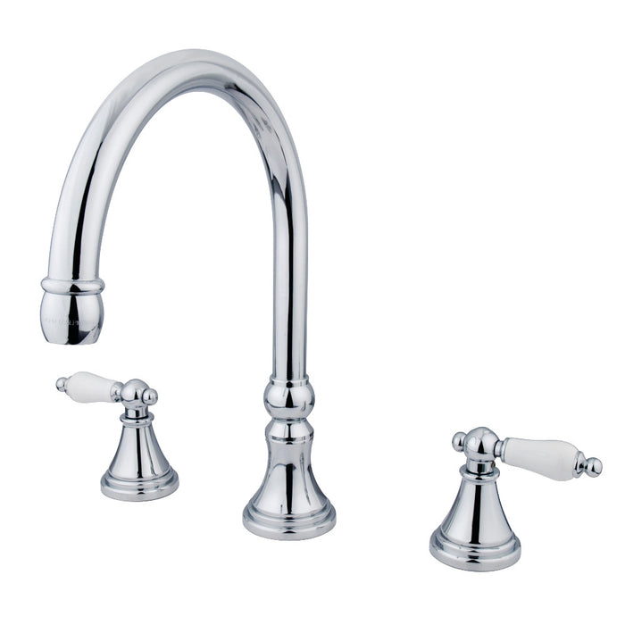 Kingston Brass KS2341PL Roman Two-Handle Deck Mount Roman Tub Faucet, Polished Chrome