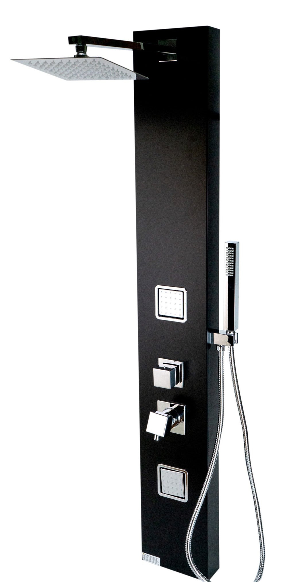 ALFI ABSP65B Black Aluminum Shower Panel with 2 Body Sprays and Rain Shower Head