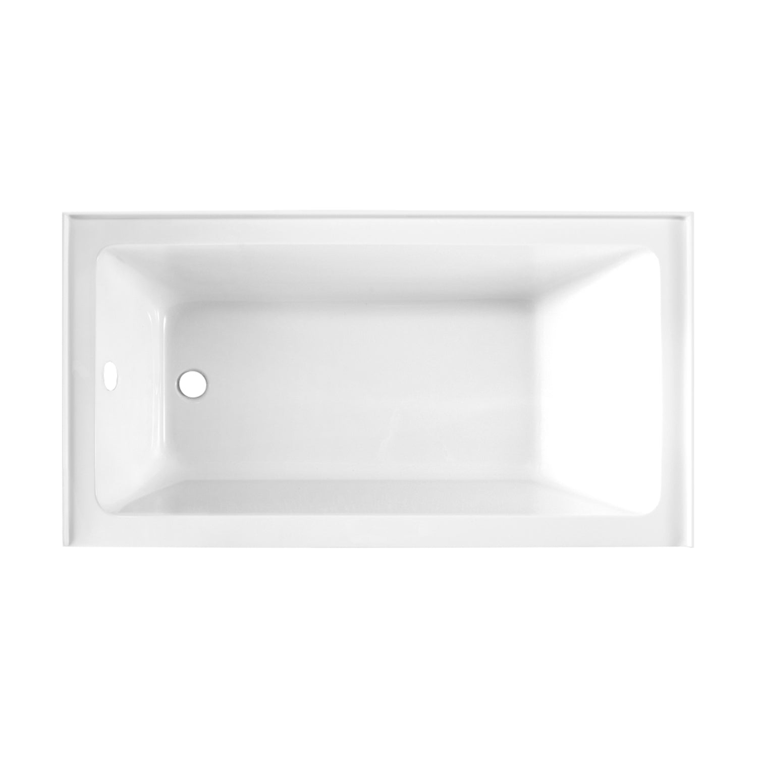 Aqua Eden VTAP6032L22 60" Acrylic Rectangular 3-Wall Alcove Tub, Left Hand Drain Hole, Glossy White