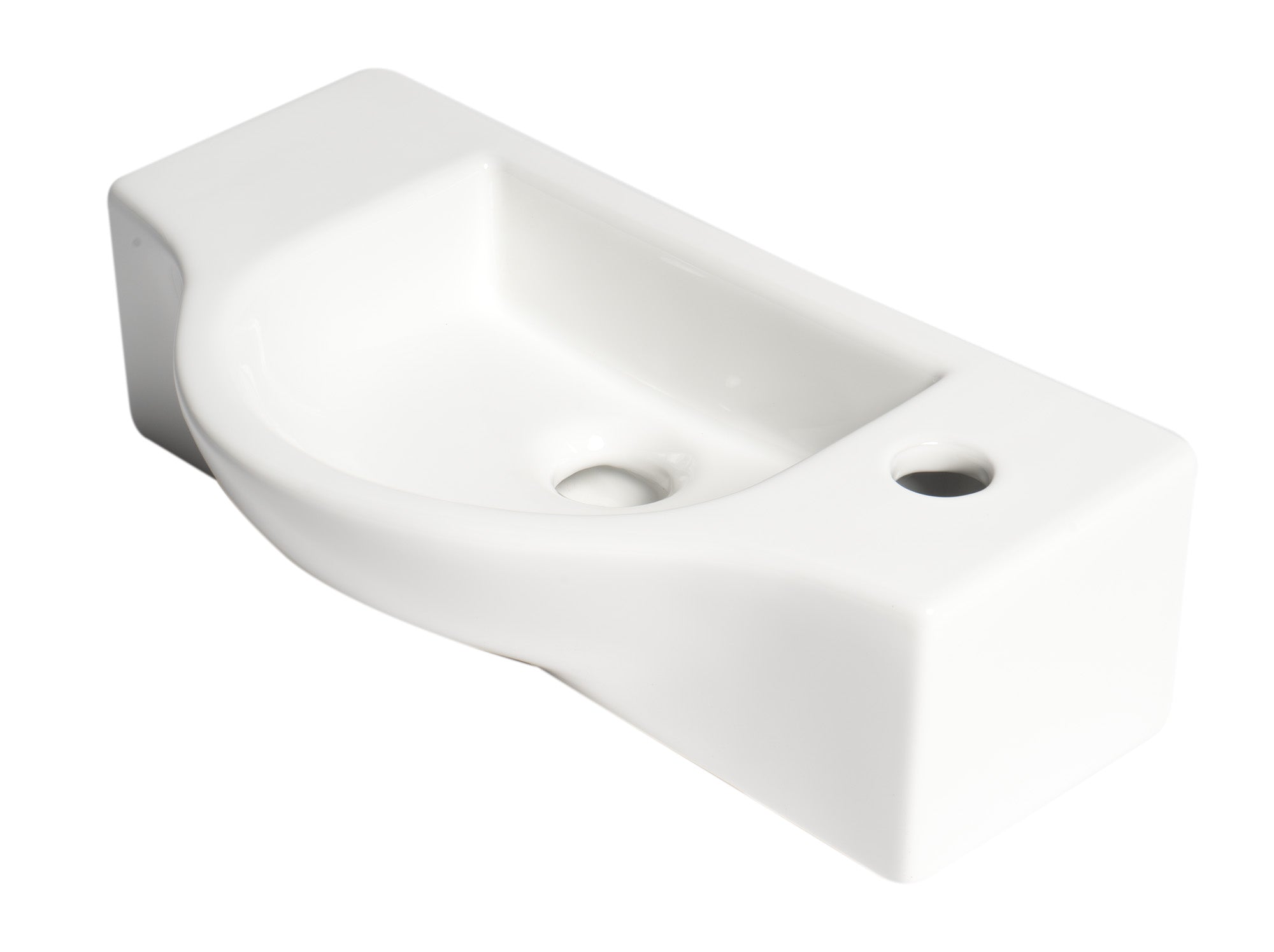 ALFI ABC114 White 18" Small Wall Mounted Ceramic Sink with Faucet Hole