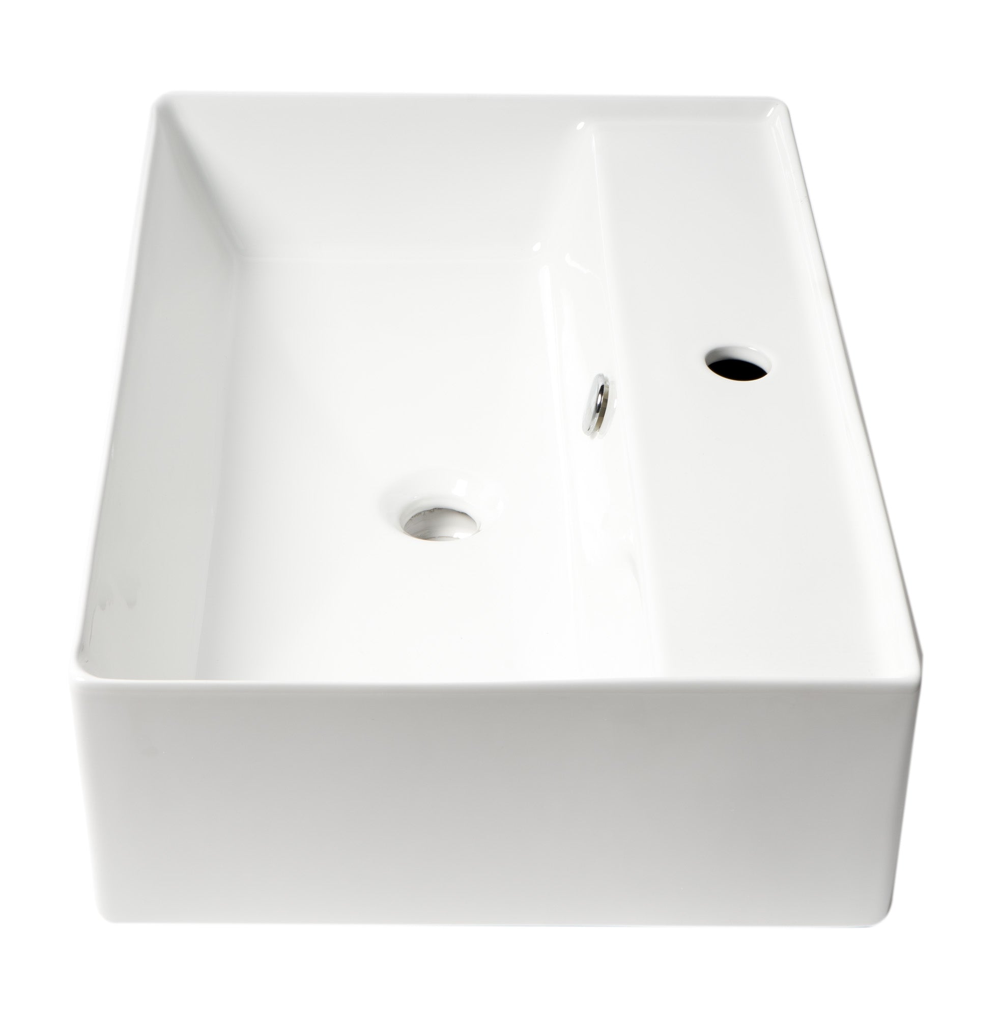 ALFI ABC901-W White 24" Modern Rectangular Above Mount Ceramic Sink with Faucet Hole