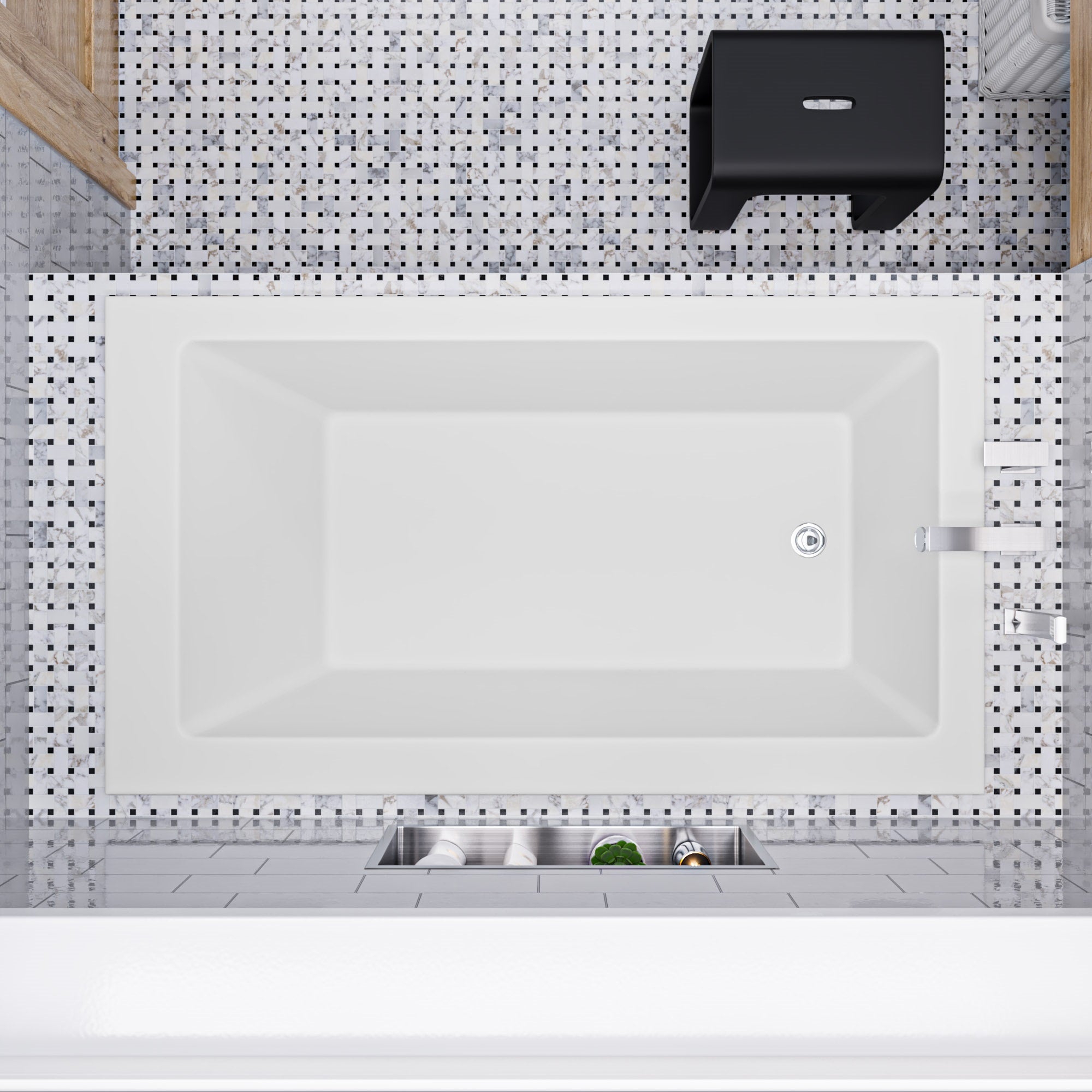 ALFI AB9933S White Resin Solid Surface 59" Rectangular Drop In Bathtub