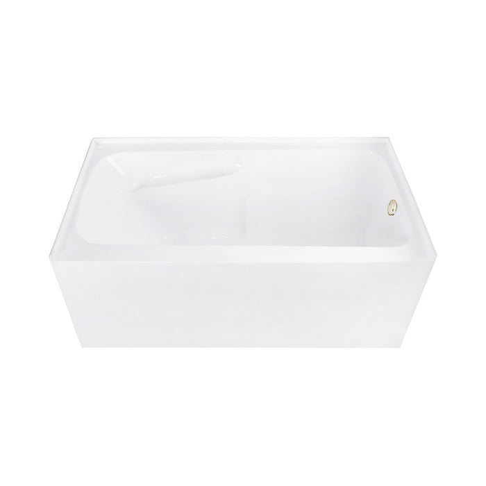 Aqua Eden CVTAP543023R6 54" Acrylic Rectangular 3-Wall Alcove Tub Combo with Armrests, Right Drain, Glossy White/Polished Nickel