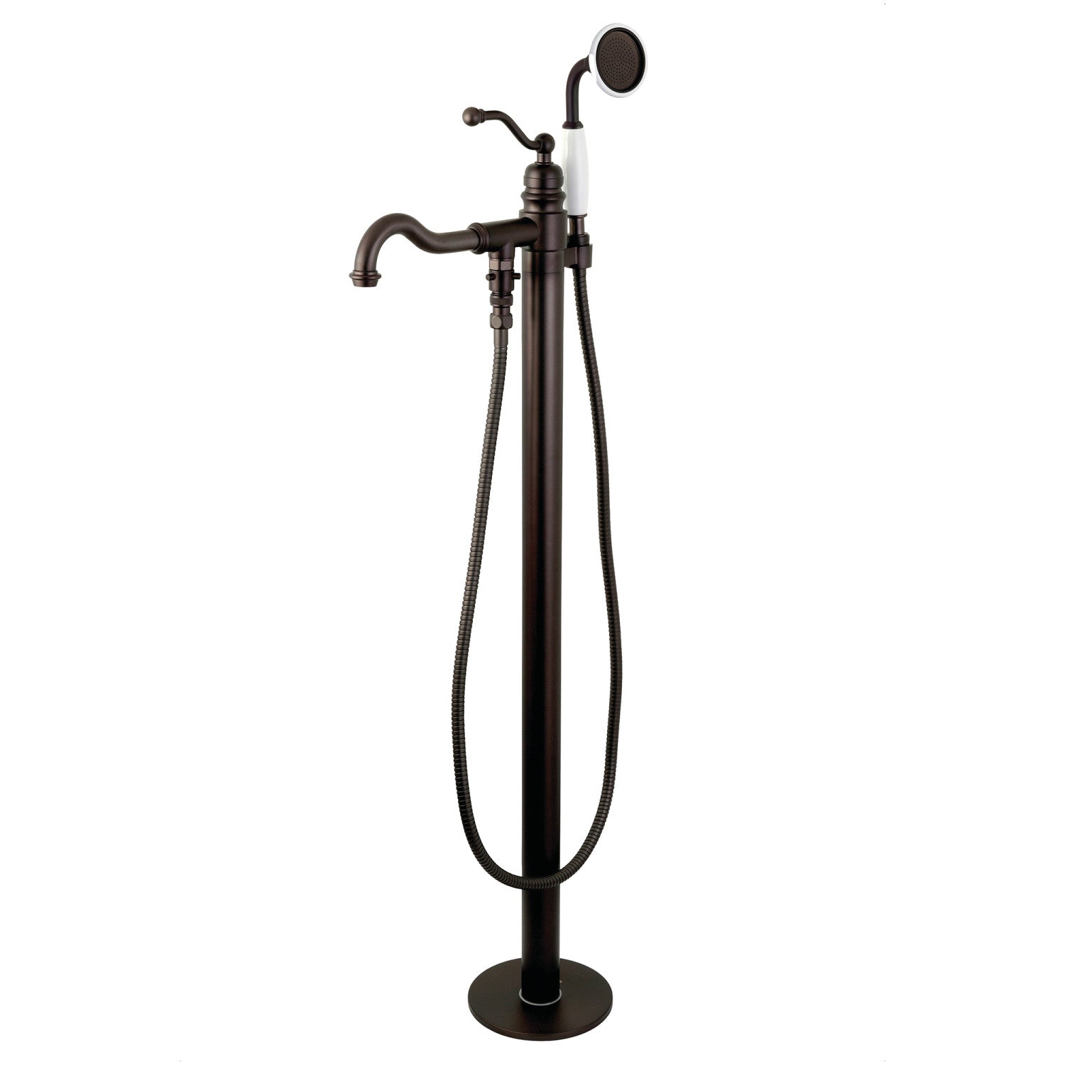 Kingston Brass KRTRO4545135AL 45" Solid Surface Round Double Ended Freestanding Tub with Faucet Combo and Drain, Oil Rubbed Bronze