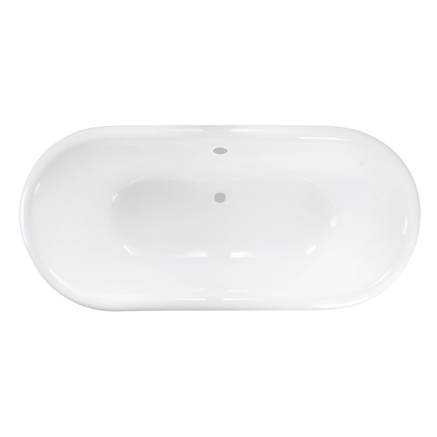 Aqua Eden VCTND603017NB1 60" Cast Iron Oval Double Ended Clawfoot Tub (No Faucet Drillings), White/Polished Chrome