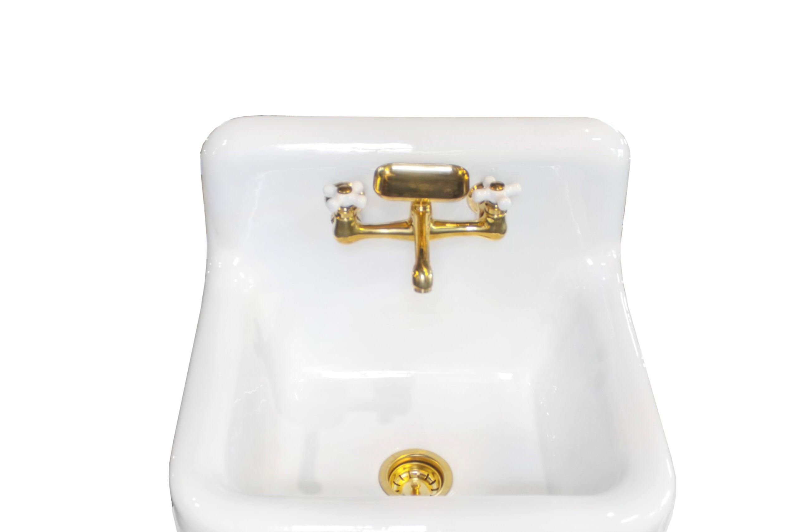 WatermarkFixtures Louisiana Cypress 27″ Single Bath Tensas Vanity Open Shelf Single Bath Console High Back Apron Sink - Bathroom Design Center
