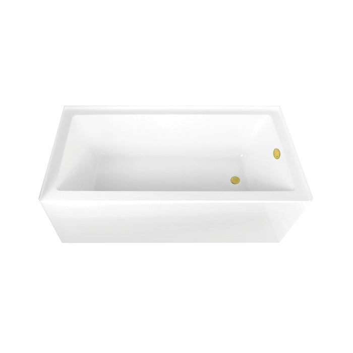 Aqua Eden CVTAP663222R2 66" Acrylic Rectangular 3-Wall Alcove Tub Combo with Waste and Overflow Drain (Right Hand Drain), Glossy White/Polished Brass