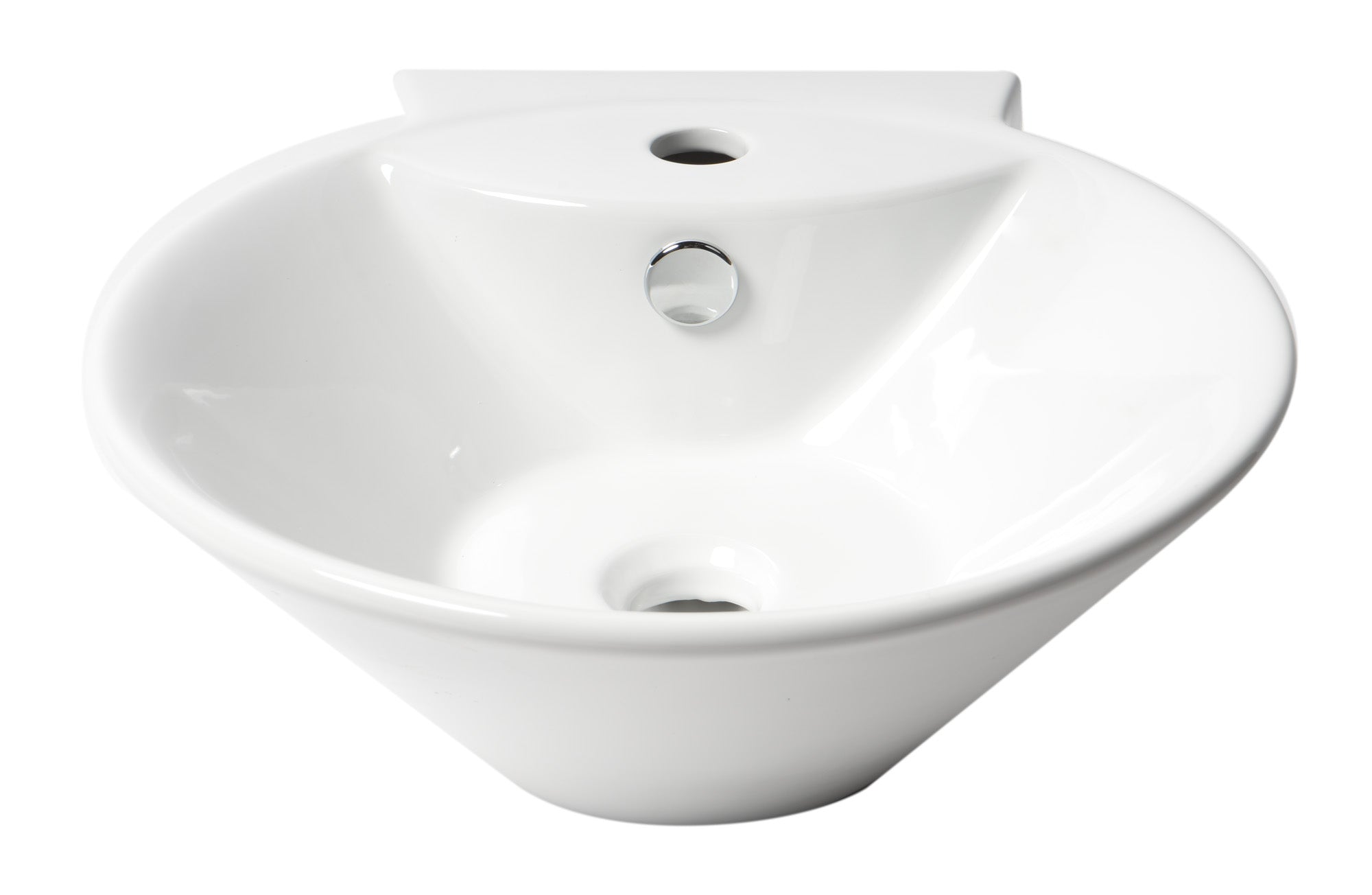 ALFI ABC113 White 17" Round Wall Mounted Ceramic Sink with Faucet Hole