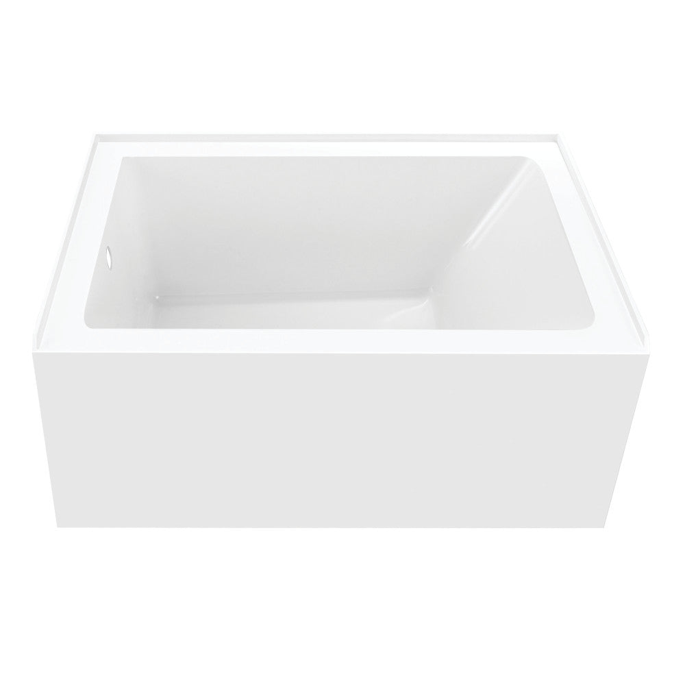 Aqua Eden VTAP4836L22 48" Acrylic Rectangular 3-Wall Alcove Tub, Left Hand Drain, Glossy White