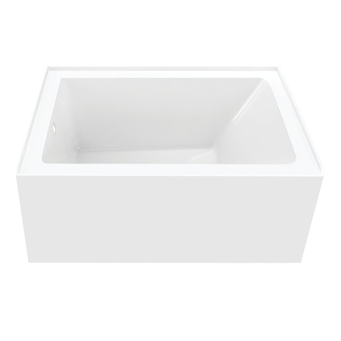 Aqua Eden VTAP4836L22 48" Acrylic Rectangular 3-Wall Alcove Tub, Left Hand Drain, Glossy White