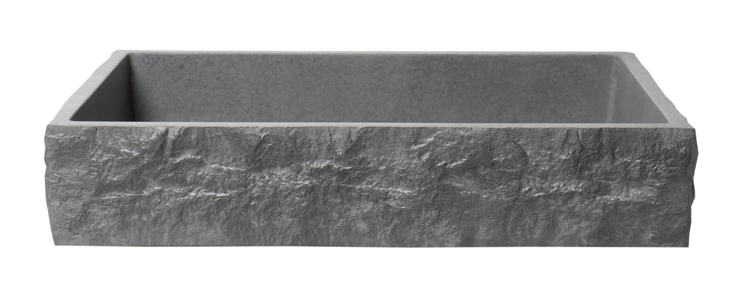ALFI ABCO24R 24" Solid Concrete Chiseled Style Rectangular Above Mount Vessel Sink