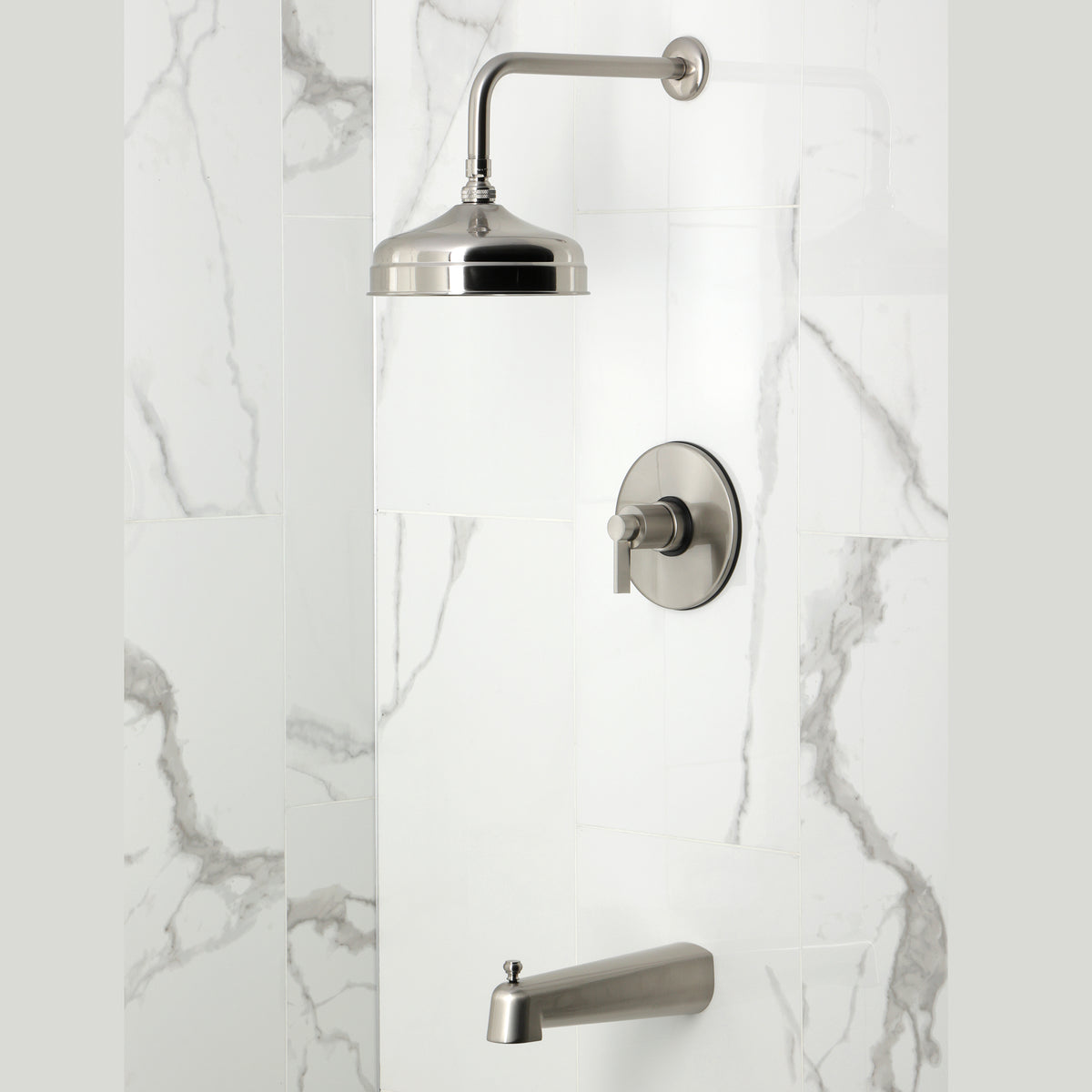 Kingston Brass KB6338NDL NuvoFusion Single-Handle Pressure Balanced Tub and Shower Faucet, Brushed Nickel