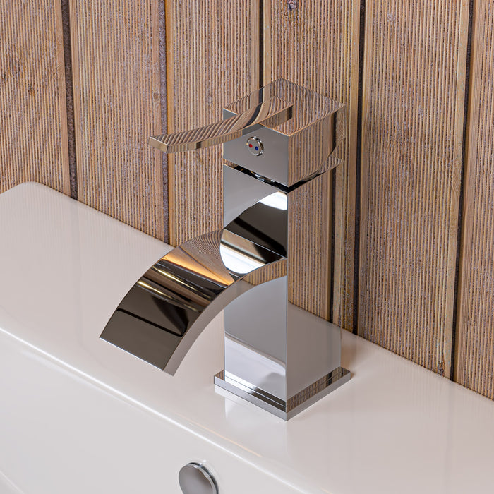 ALFI AB1258-PC Polished Chrome Square Body Curved Spout Single Lever Bathroom Faucet