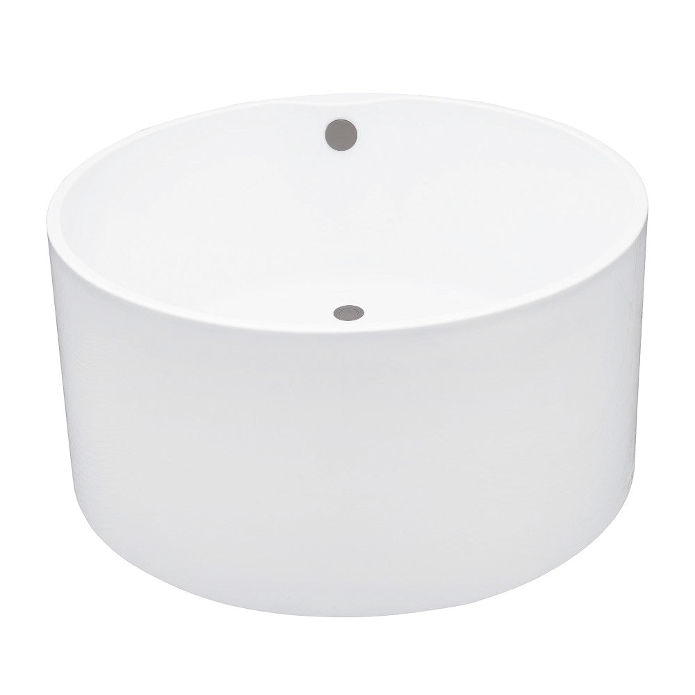 Kingston Brass VTRO454523M8 45" Acrylic Round Double Ended Freestanding Tub with Overflow/Drain Assembly, Glossy White/Brushed Nickel