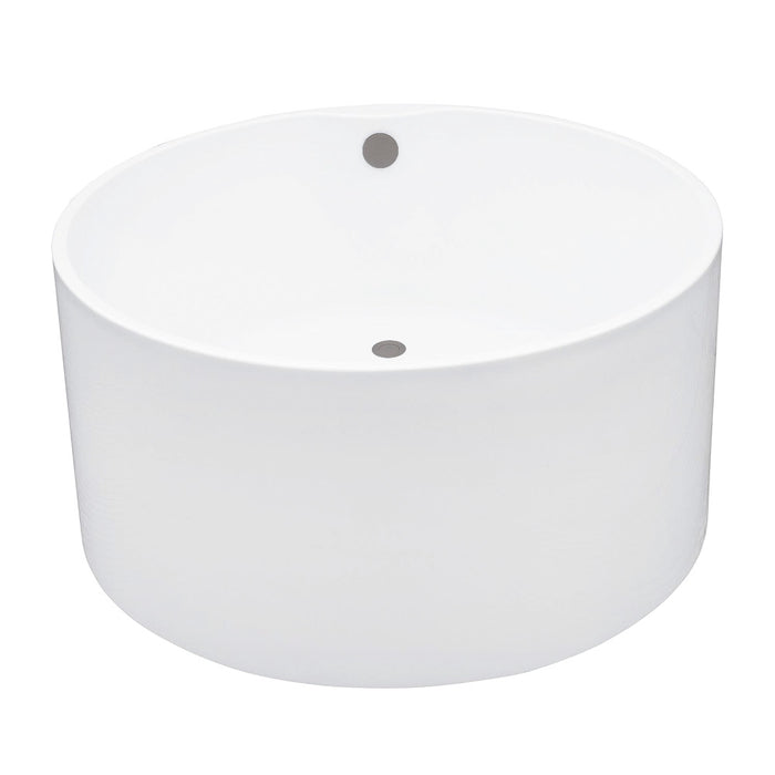Kingston Brass VTRO454523M8 45" Acrylic Round Double Ended Freestanding Tub with Overflow/Drain Assembly, Glossy White/Brushed Nickel