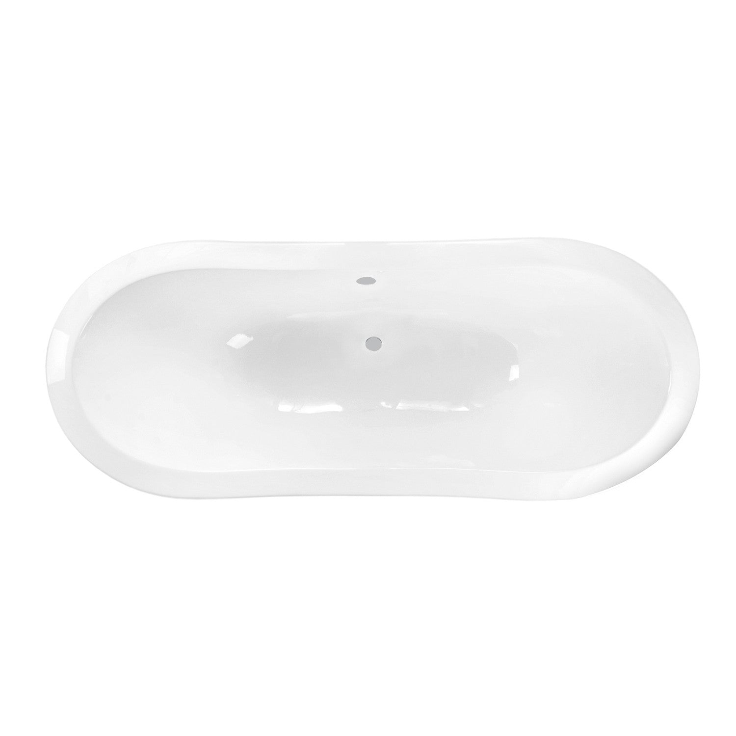 Aqua Eden VCTNDS6130NC1 61" Cast Iron Oval Double Slipper Clawfoot Tub (No Faucet Drillings), White/Polished Chrome