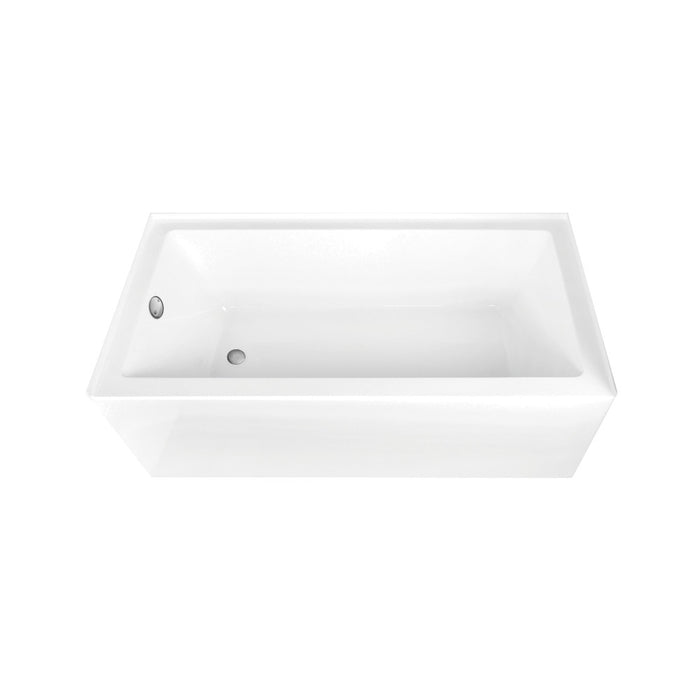 Aqua Eden CVTAP663222L8 66" Acrylic Rectangular 3-Wall Alcove Tub Combo with Waste and Overflow Drain (Left Hand Drain), Glossy White/Brushed Nickel