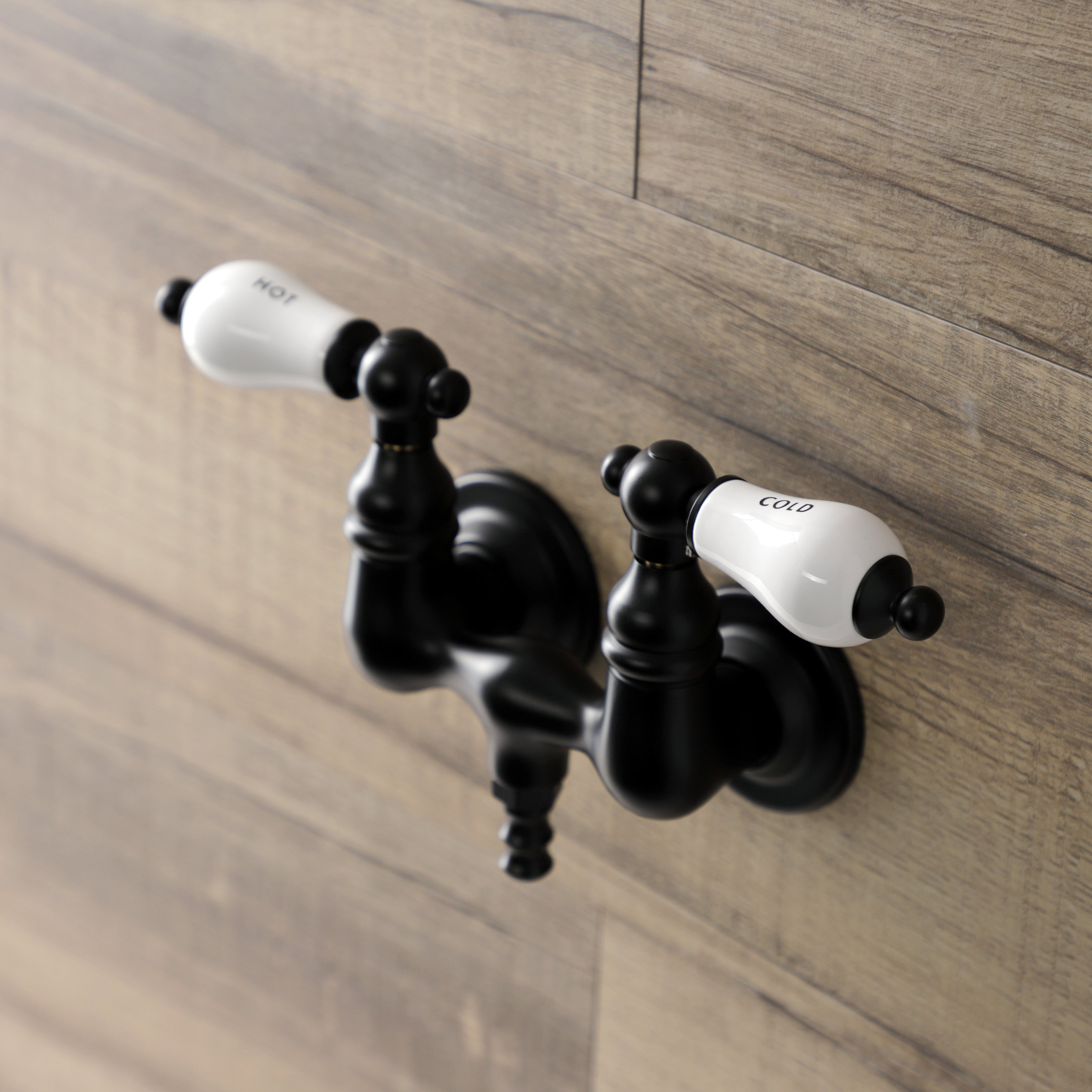 Kingston Brass AE33T0 Aqua Vintage 3-3/8 Inch Wall Mount Tub Faucet, Matte Black