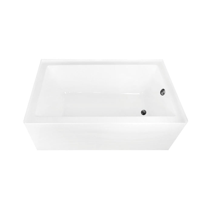 Aqua Eden CVTAP603622R0 60" Acrylic Rectangular 3-Wall Alcove Tub Combo with Waste and Overflow Drain (Right Hand Drain), Glossy White/Matte Black