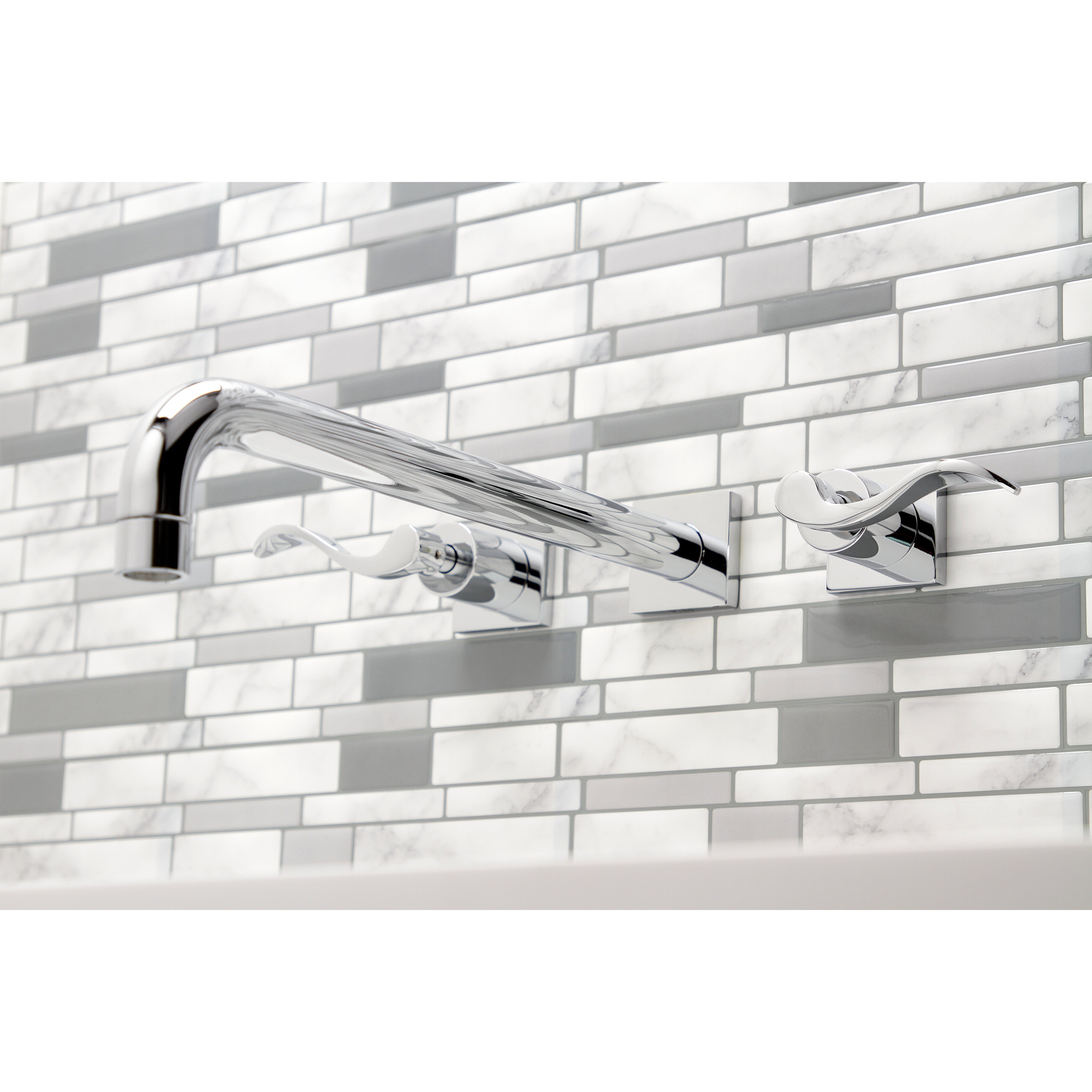 Kingston Brass KS6041DFL NuWave Two-Handle Wall Mount Roman Tub Faucet, Polished Chrome