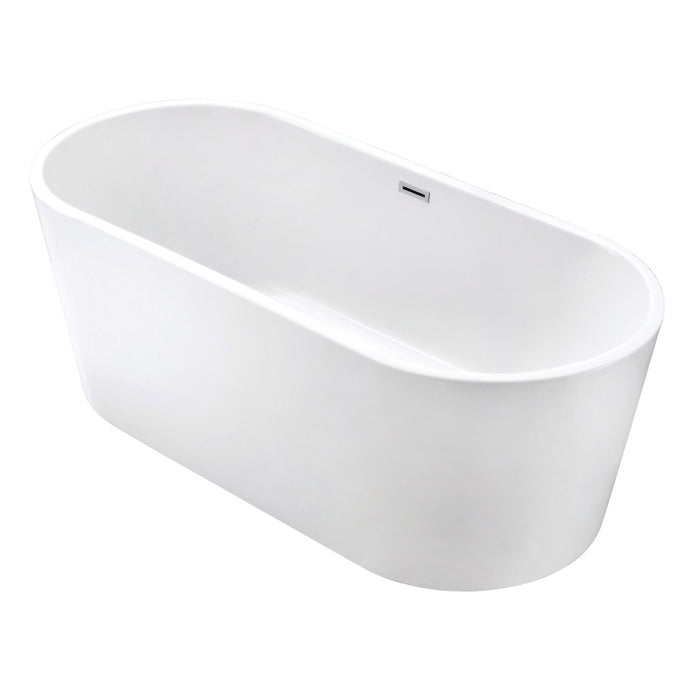 Kingston Brass VTOV673023 67" Acrylic Oval Double Ended Freestanding Tub with Drain, Glossy White