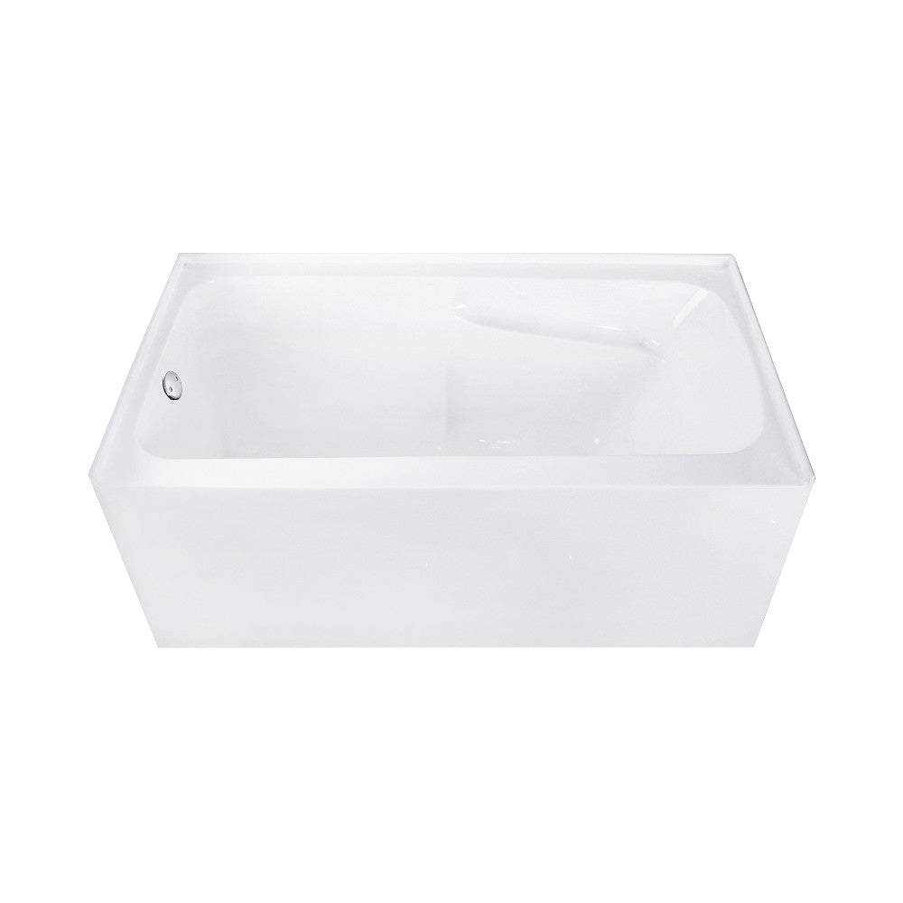 Aqua Eden CVTAP543023L8 54" Acrylic Rectangular 3-Wall Alcove Tub Combo with Armrests and Waste and Overflow Drain (Left Hand Drain), Glossy White/Brushed Nickel