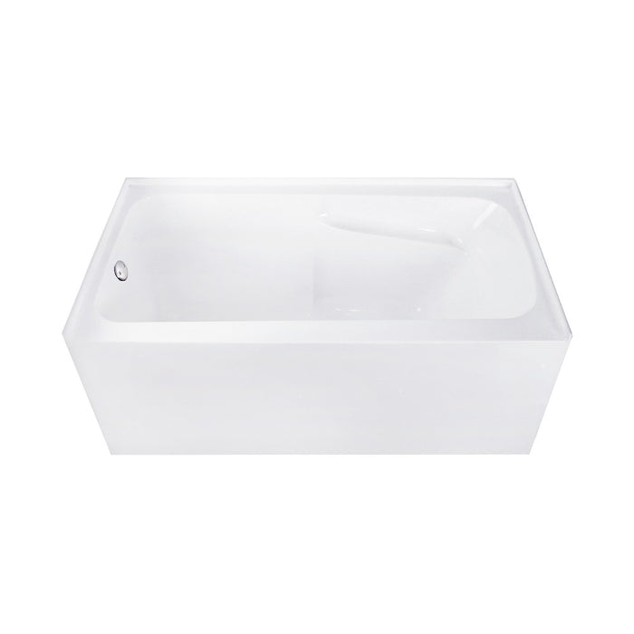 Aqua Eden CVTAP543023L8 54" Acrylic Rectangular 3-Wall Alcove Tub Combo with Armrests, Left Drain, Glossy White/Brushed Nickel