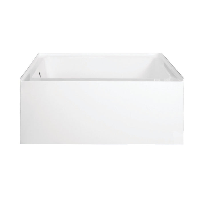 Aqua Eden VTDE483222L 48" Acrylic Rectangular 3-Wall Alcove Tub, Left Hand Drain Hole, Glossy White