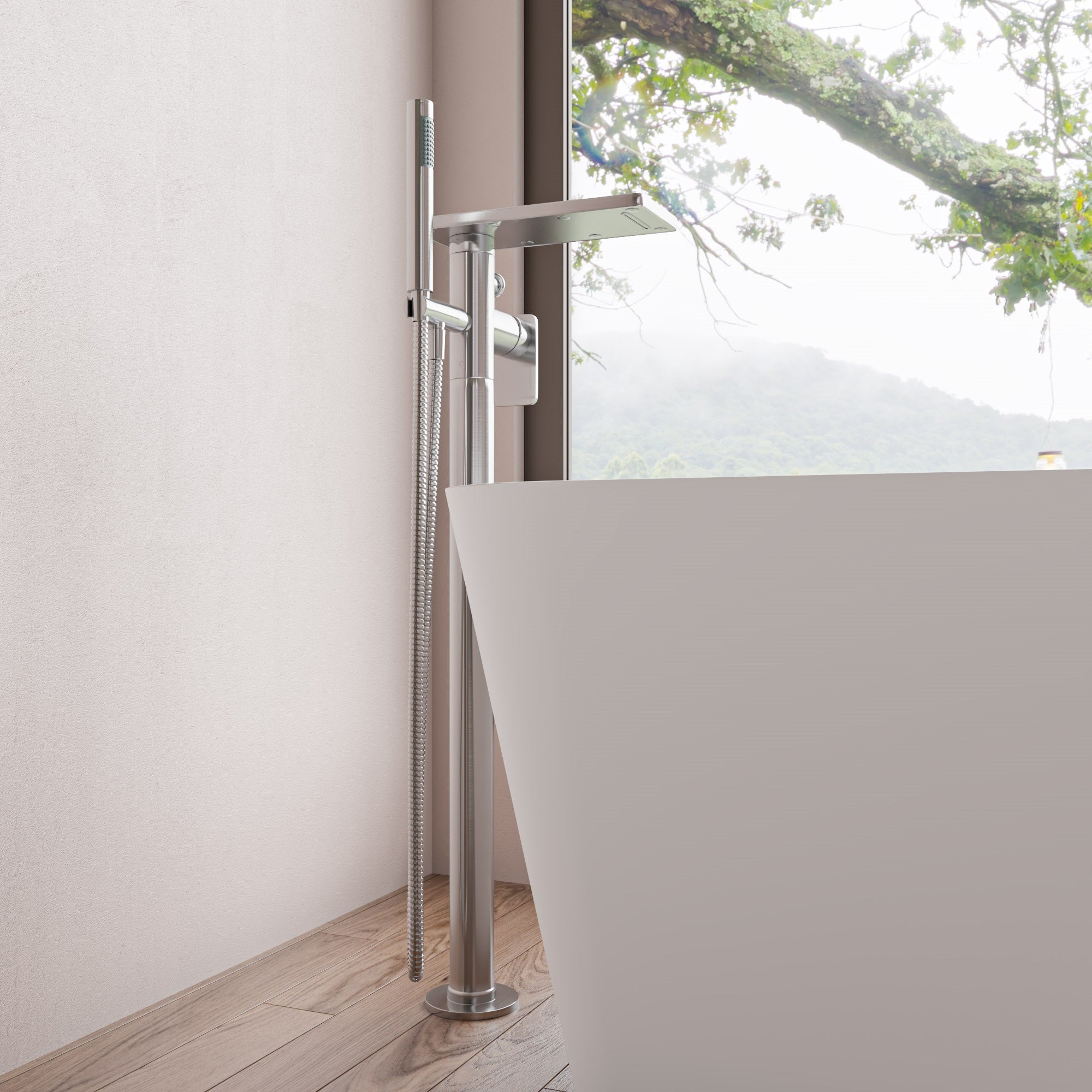 ALFI AB2875-BN Brushed Nickel Free Standing Floor Mounted Bath Tub Filler