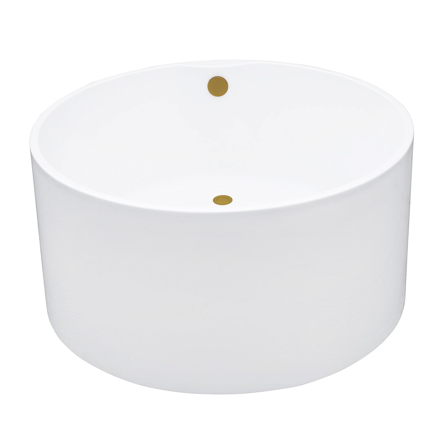Kingston Brass VTRO454523M7 45" Acrylic Round Double Ended Freestanding Tub with Overflow/Drain Assembly, Glossy White/Brushed Brass