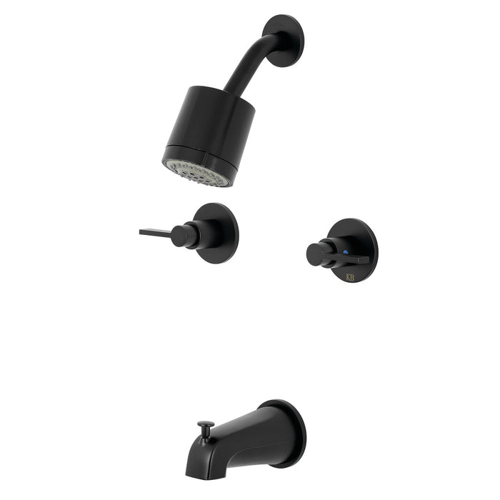 Kingston Brass KBX8140NDL NuvoFusion Double-Handle Tub and Shower Faucet, Matte Black