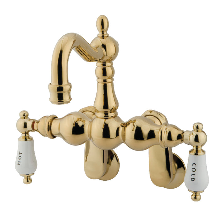 Kingston Brass CC1085T2 Vintage Adjustable Center Wall Mount Tub Faucet, Polished Brass