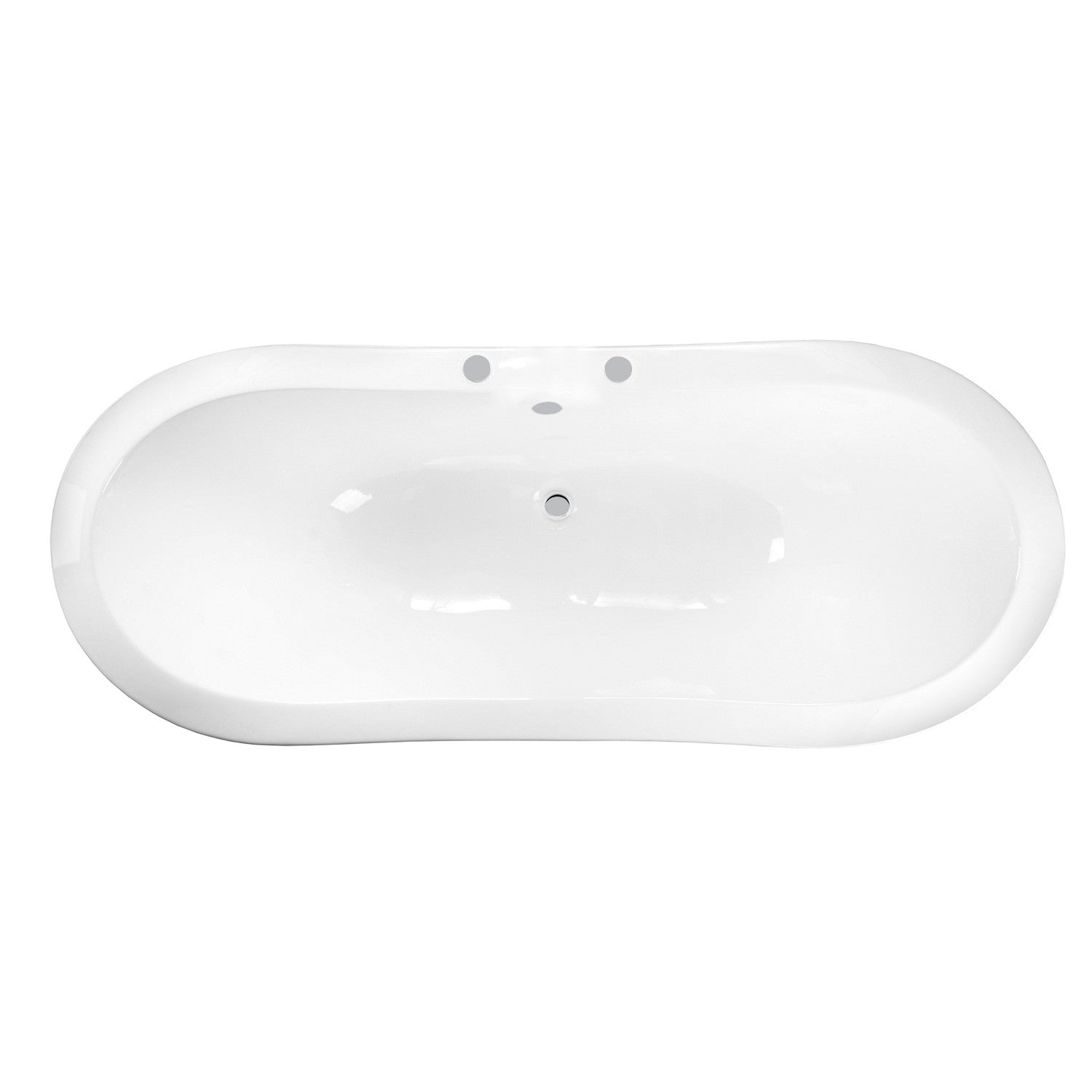 Aqua Eden VCT7DS6130NC1 61" Cast Iron Oval Double Slipper Clawfoot Tub (7" Faucet Drillings), White/Polished Chrome