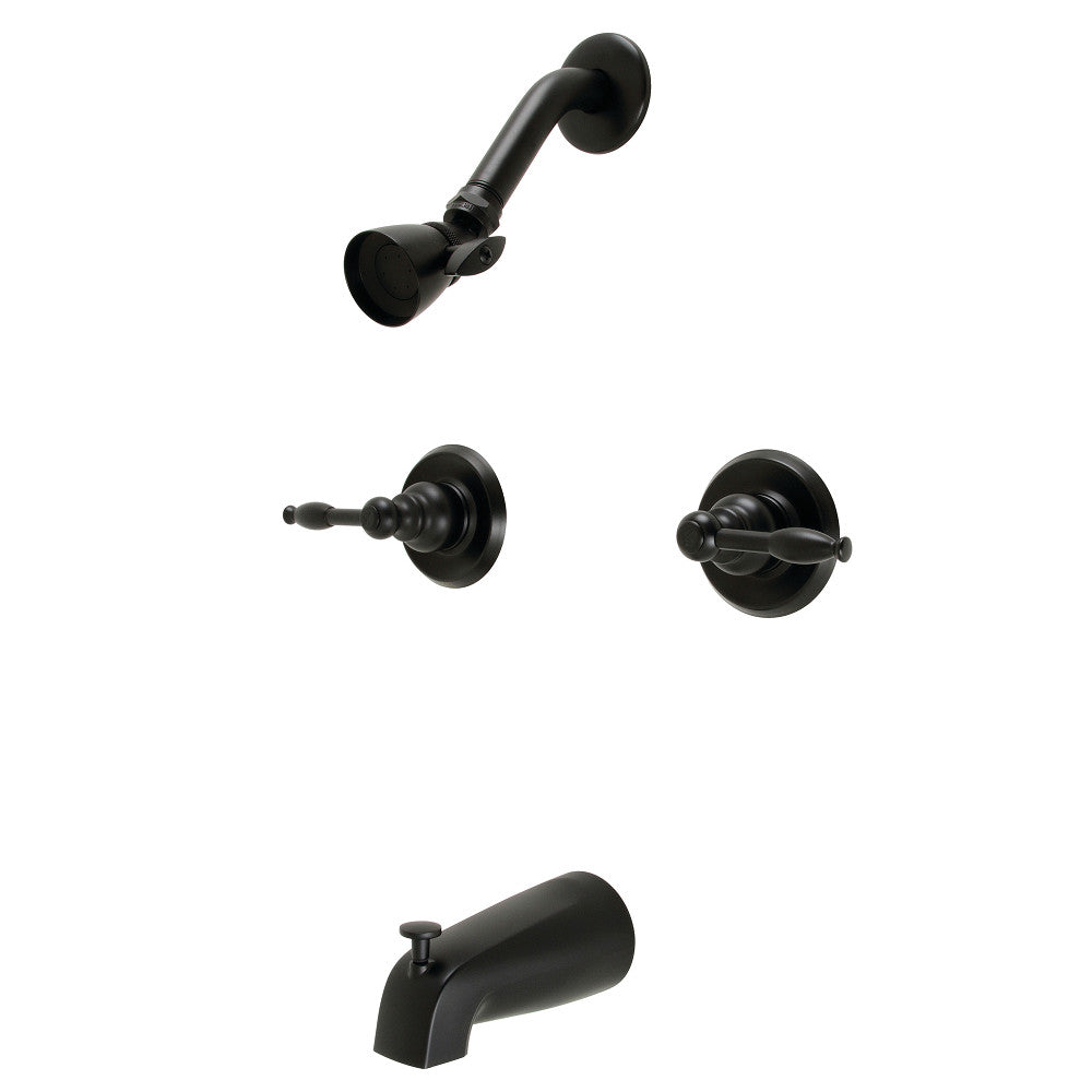 Kingston Brass KB240KL Knight Double-Handle Tub and Shower Faucet, Matte Black