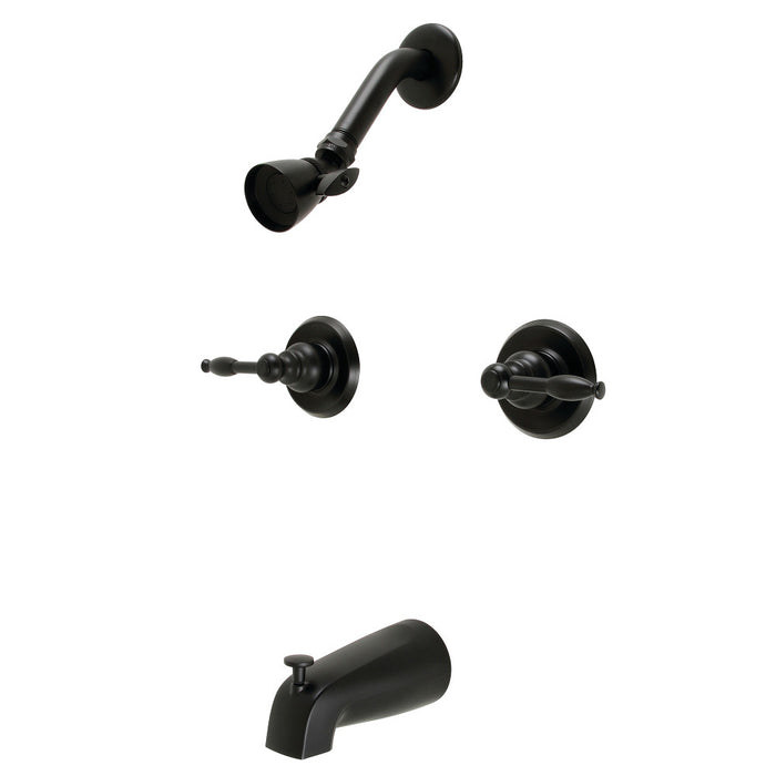 Kingston Brass KB240KL Knight Double-Handle Tub and Shower Faucet, Matte Black