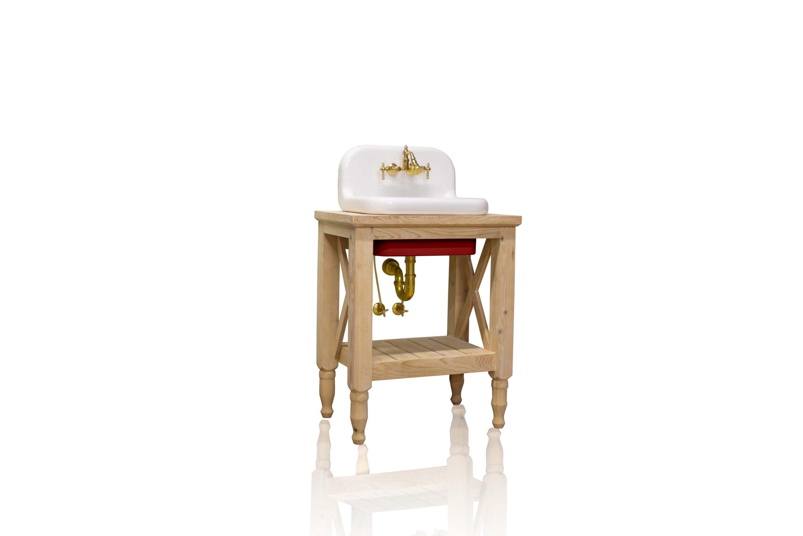WatermarkFixtures Small 30″ Louisiana Cypress Wood Bath Richland Vanity French Provincial Mini High Back Sink - Bathroom Design Center