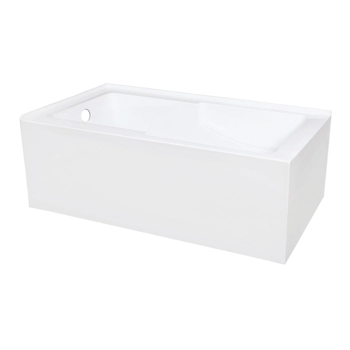 Aqua Eden VTAM6032L22S 60" Acrylic Rectangular 2-Wall Corner Alcove Tub with Corner Apron, Left Hand Drain Hole, Glossy White