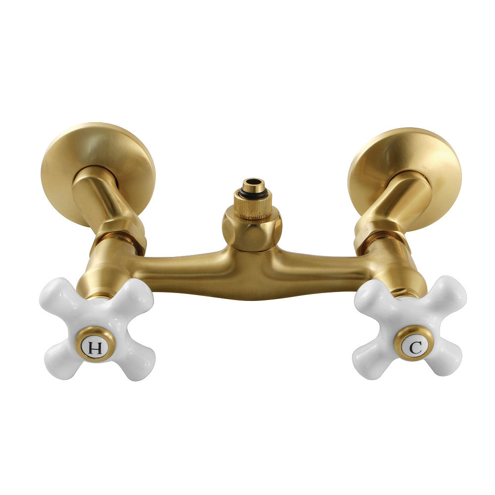 Kingston Brass CC2137PX Vintage Wall Mount Tub Faucet Body with Riser Adapter, Brushed Brass