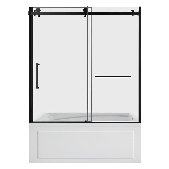 Kingston Brass KVTAM6032R22B0 60" Acrylic Rectangular 3-Wall Anti-Skid Alcove Tub Combo with Tub Door (Right Hand Drain), White/Matte Black