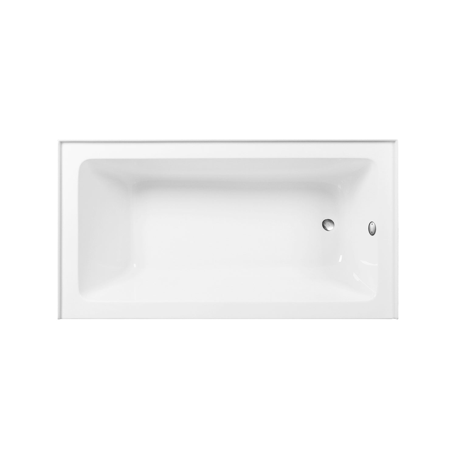 Aqua Eden CVTAP603222R8 60" Acrylic Rectangular 3-Wall Alcove Tub Combo with Waste and Overflow Drain (Right Hand Drain), Glossy White/Brushed Nickel