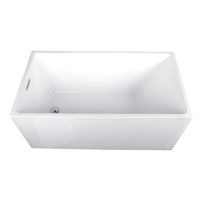 Kingston Brass VTSQ512823 51" Acrylic Rectangular Double Ended Freestanding Tub with Drain, Glossy White