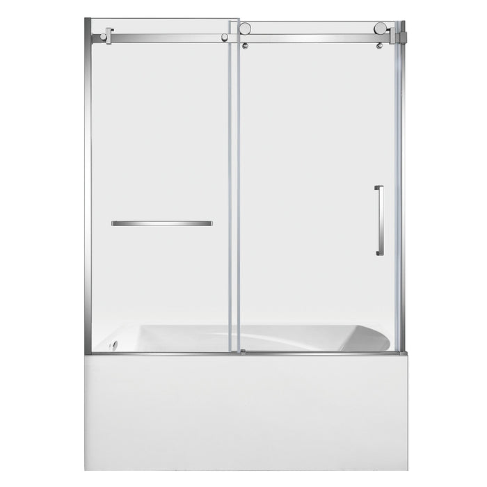 Kingston Brass KVTAM6032L211 60" Acrylic Rectangular 3-Wall Alcove Tub Combo with Tub Door (Left Hand Drain), White/Polished Chrome