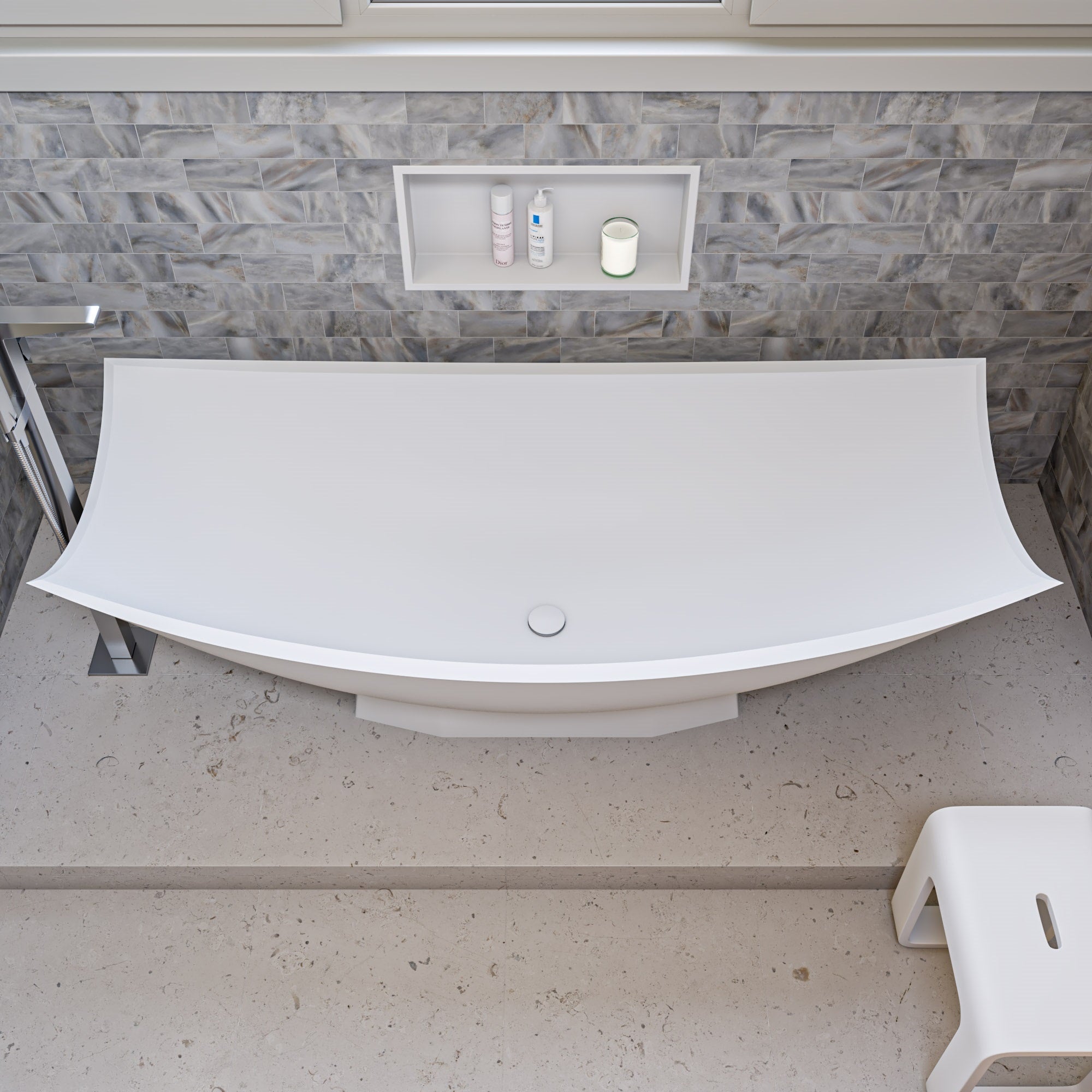 ALFI AB9992 White Matte 71" Solid Surface Resin Free Standing Hammock Style Bathtub