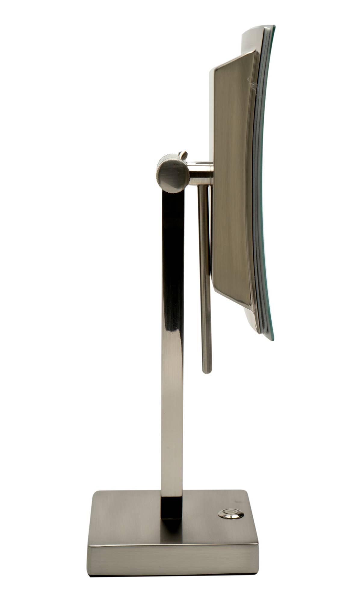 ALFI ABM8FLED-BN Brushed Nickel Tabletop Square 8" 5x Magnifying Cosmetic Mirror with Light